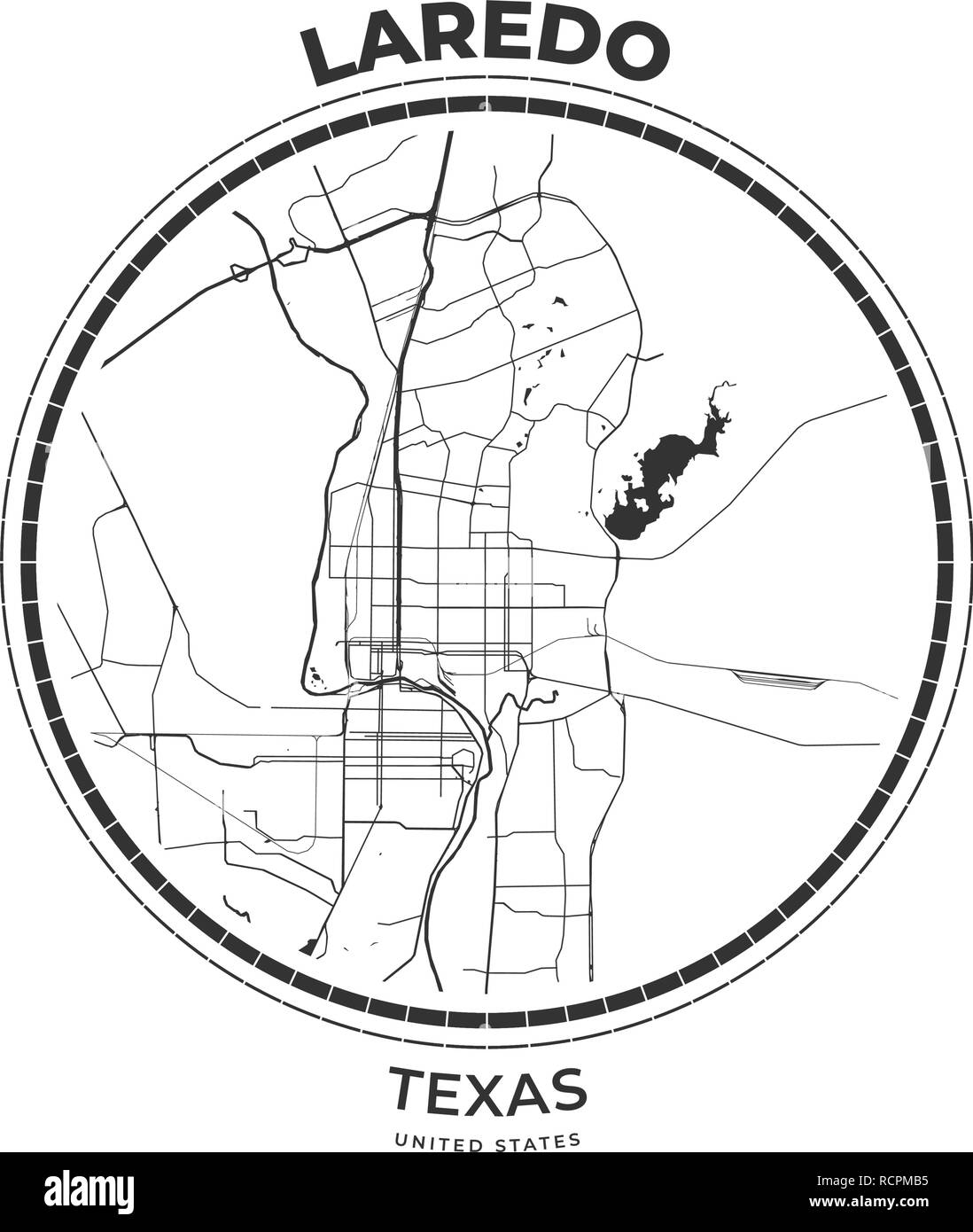 T-Shirt map Abzeichen von Laredo, Texas. T-Shirt print Typografie label Abzeichen Emblem. Vector Illustration Stock Vektor