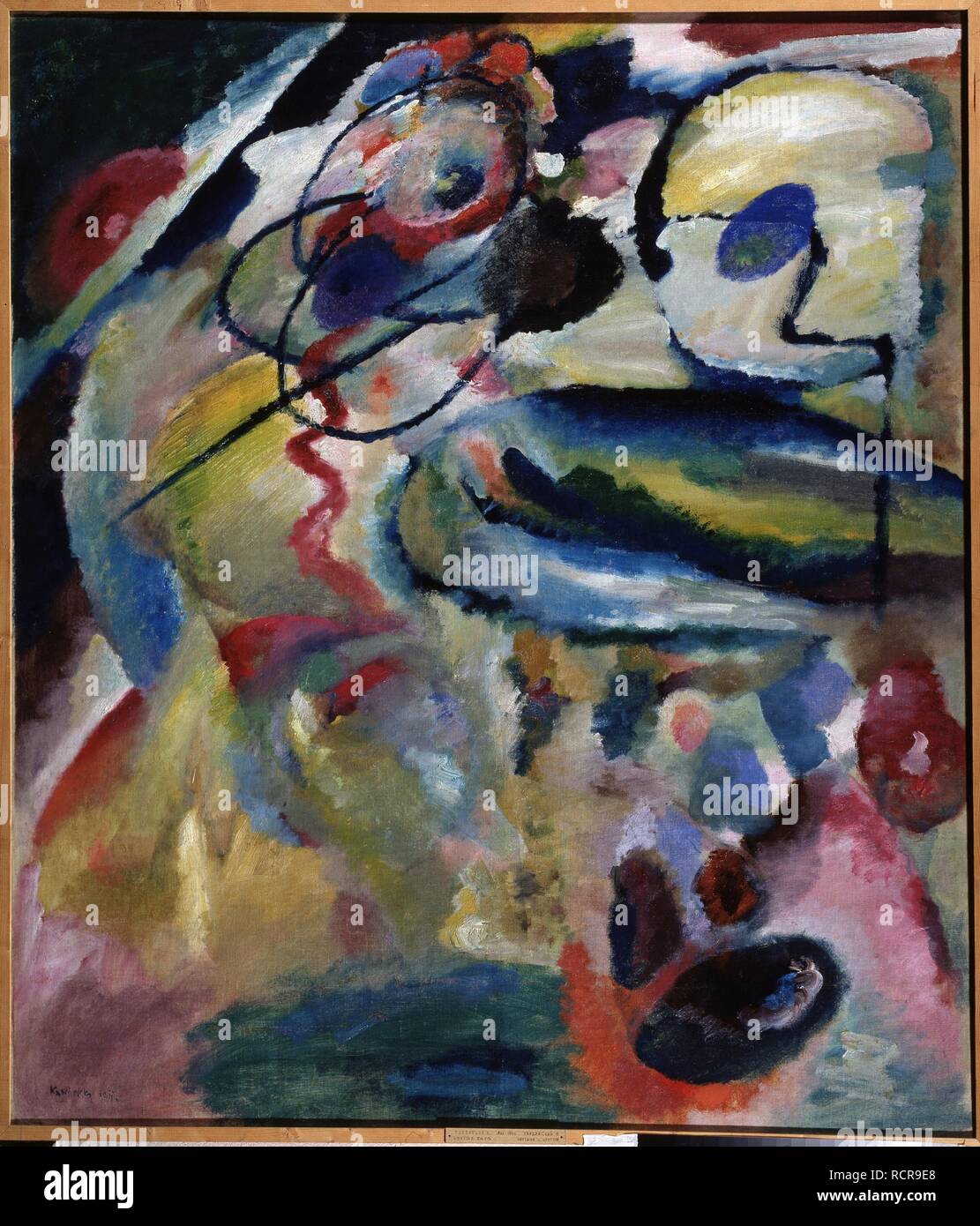 Die ersten abstrakten Malerei mit einem Kreis. Museum: Staatliche georgische Kunst Museum, Tiflis (Tbilisi). Autor: Kandinsky, Wassily Wassiljewitsch. Stockfoto