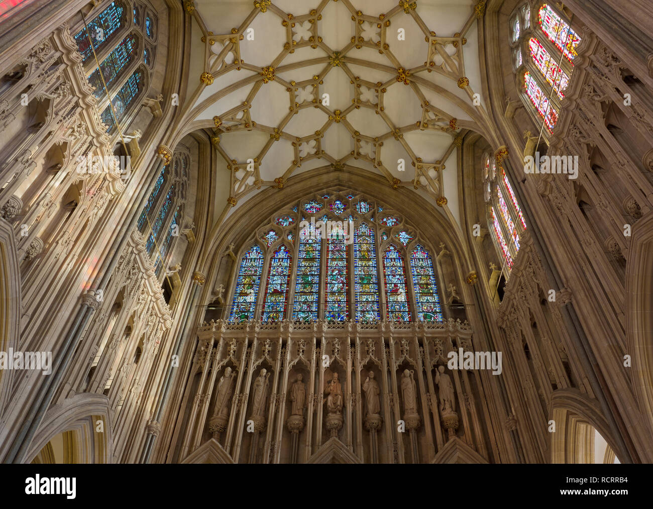 Detail shot der Wells Cathedral Chor. Wells, Somerset, Großbritannien Stockfoto