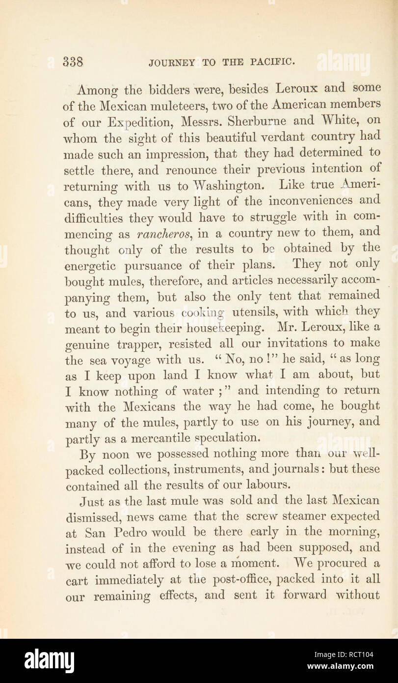 . Tagebuch einer Reise vom Mississippi nach den Küsten der Südsee mit einer Regierung der Vereinigten Staaten Expedition. West (U. S.); West (U. S.); auf dem Landweg reisen in den Pazifik. . Bitte beachten Sie, dass diese Bilder sind von der gescannten Seite Bilder, die digital für die Lesbarkeit verbessert haben mögen - Färbung und Aussehen dieser Abbildungen können nicht perfekt dem Original ähneln. extrahiert. Möllhausen, Balduin, 1825-1905; Sinnett, Percy, Frau; Whipple, Amiel Wochen, 1817?-1863. London: Longman, Braun, Grün, Longmans &Amp; Roberts Stockfoto