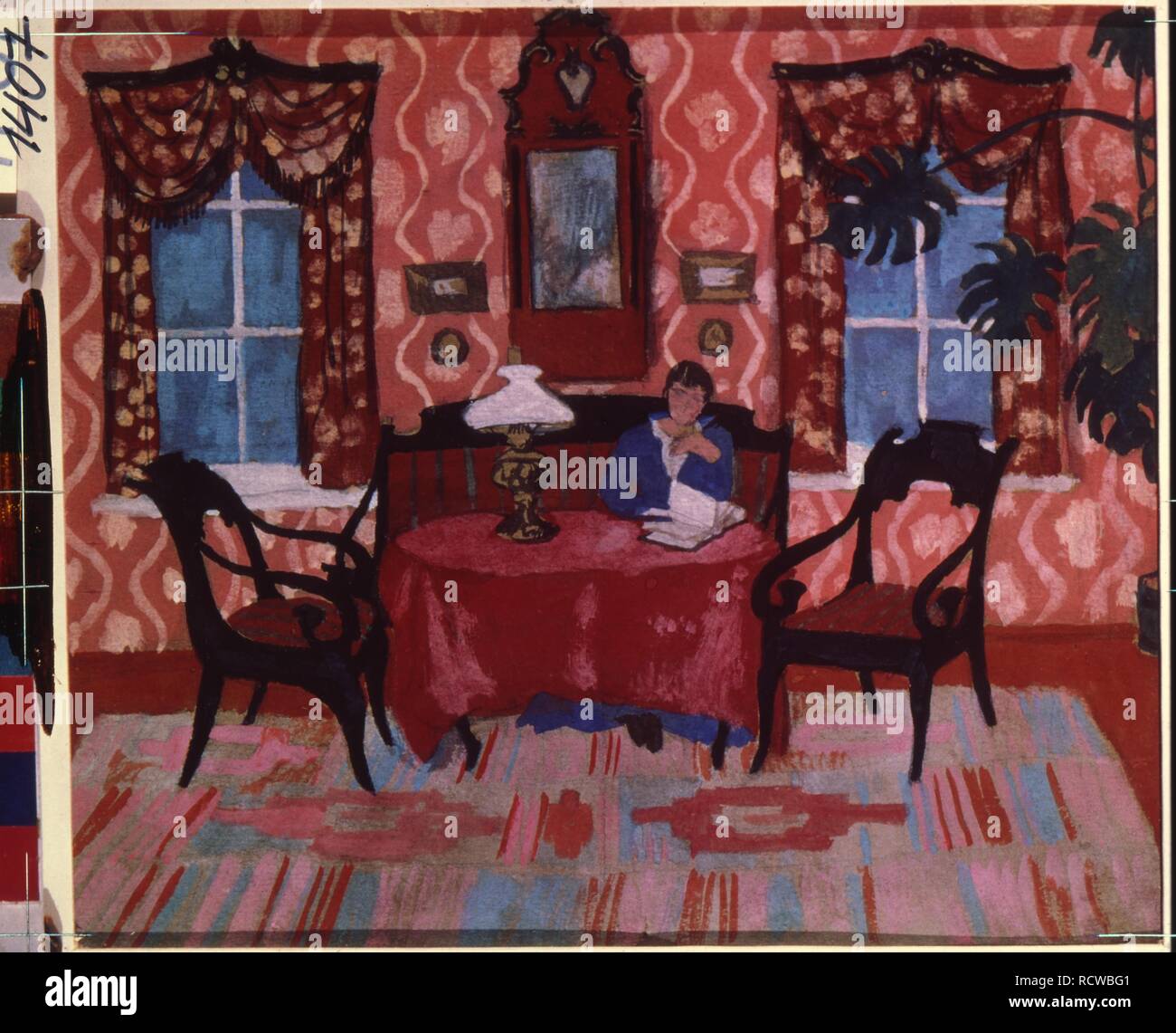 Ein rosafarbenes Zimmer. Museum: Regional I.. Savitsky Kunstmuseum, Nukus. Autor: Schewtschenko, Alexander Wassiljewitsch. Stockfoto