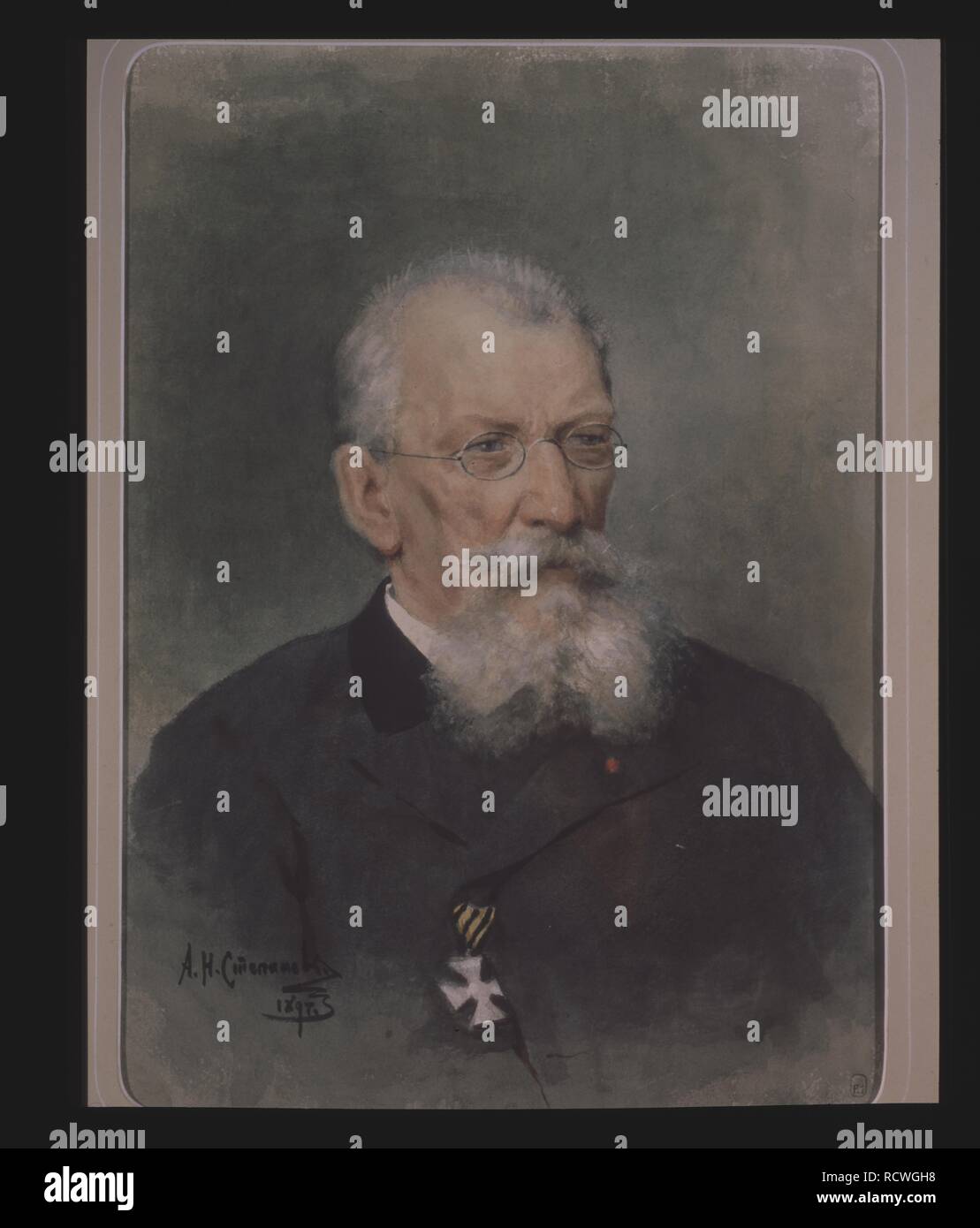 Porträt des Künstlers Pjotr S. Sokolov (1821-1899). Museum: Staatliches russisches Museum, St. Petersburg. Autor: Stepanov, Alexander Nikolaevich. Stockfoto