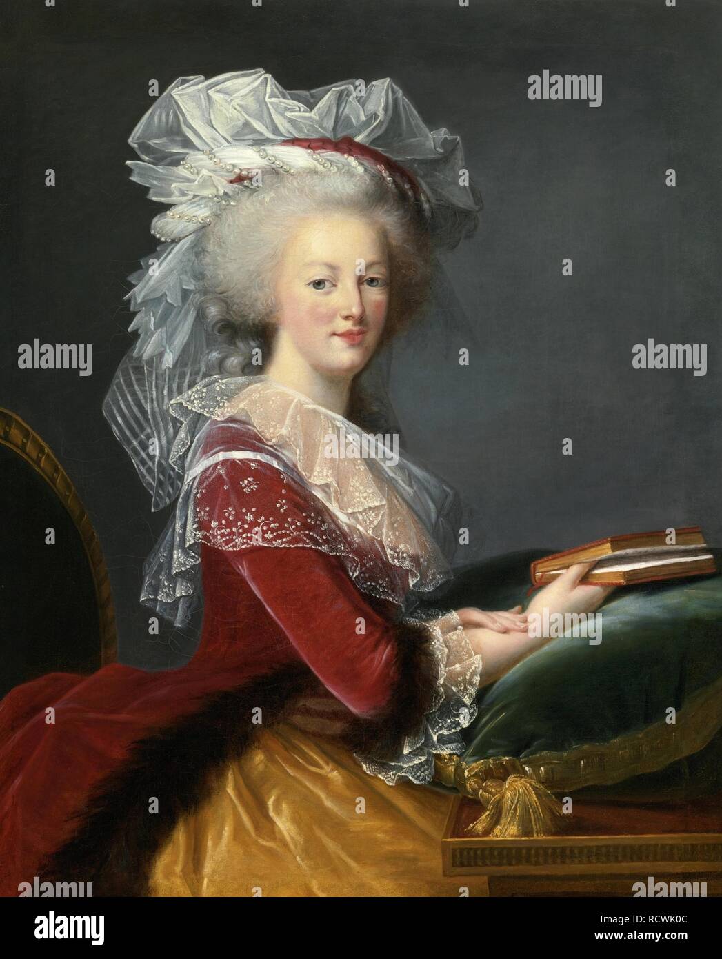 Marie Antoinette mit einem Buch. Museum: private Sammlung. Autor: Vigée-Lebrun, Marie Louise Elisabeth. Stockfoto