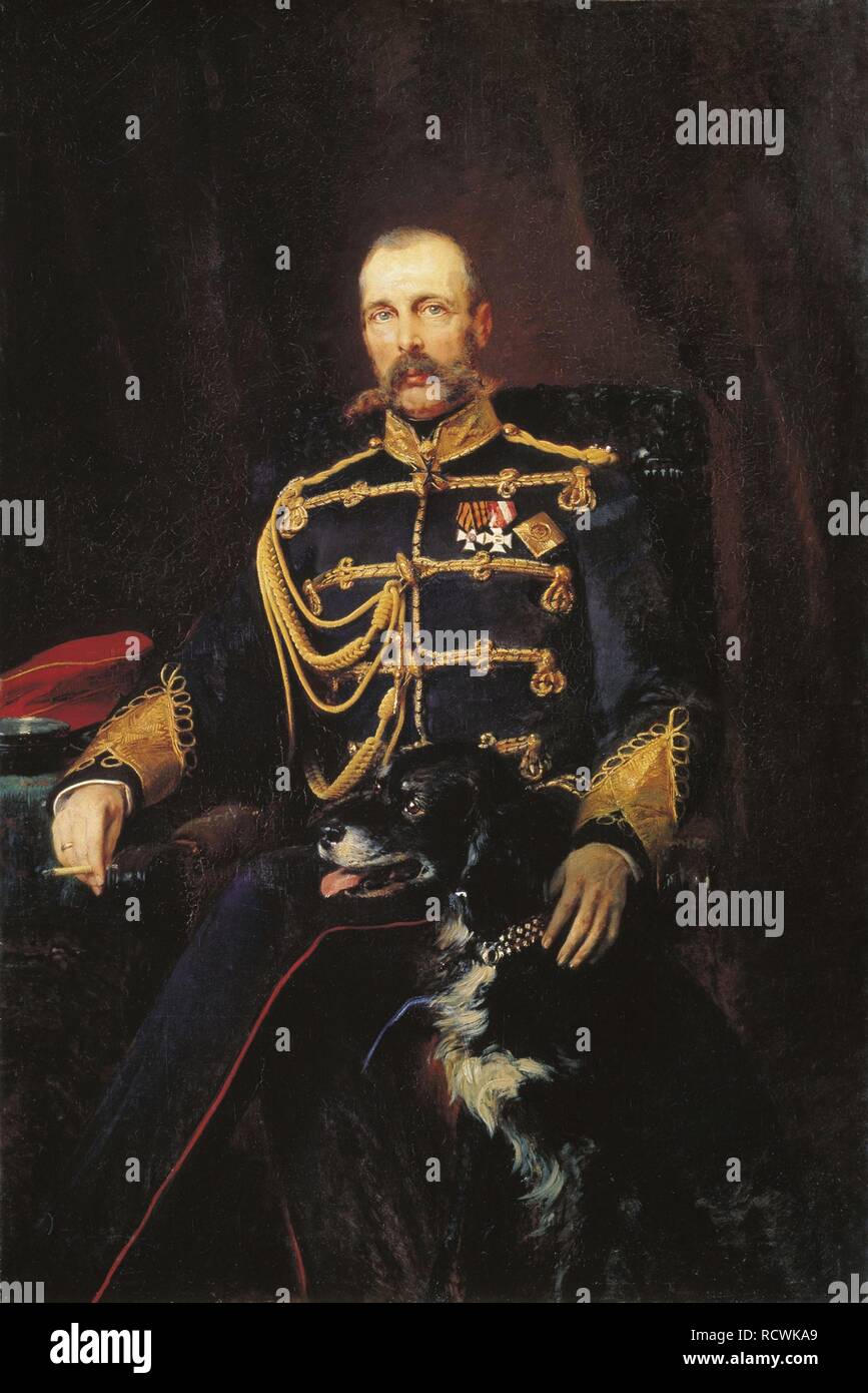 Porträt der Kaiser Alexander II. (1818-1881). Museum: Staatliche Tretjakow-Galerie, Moskau. Autor: Makovsky, Konstantin Yegorovich. Stockfoto