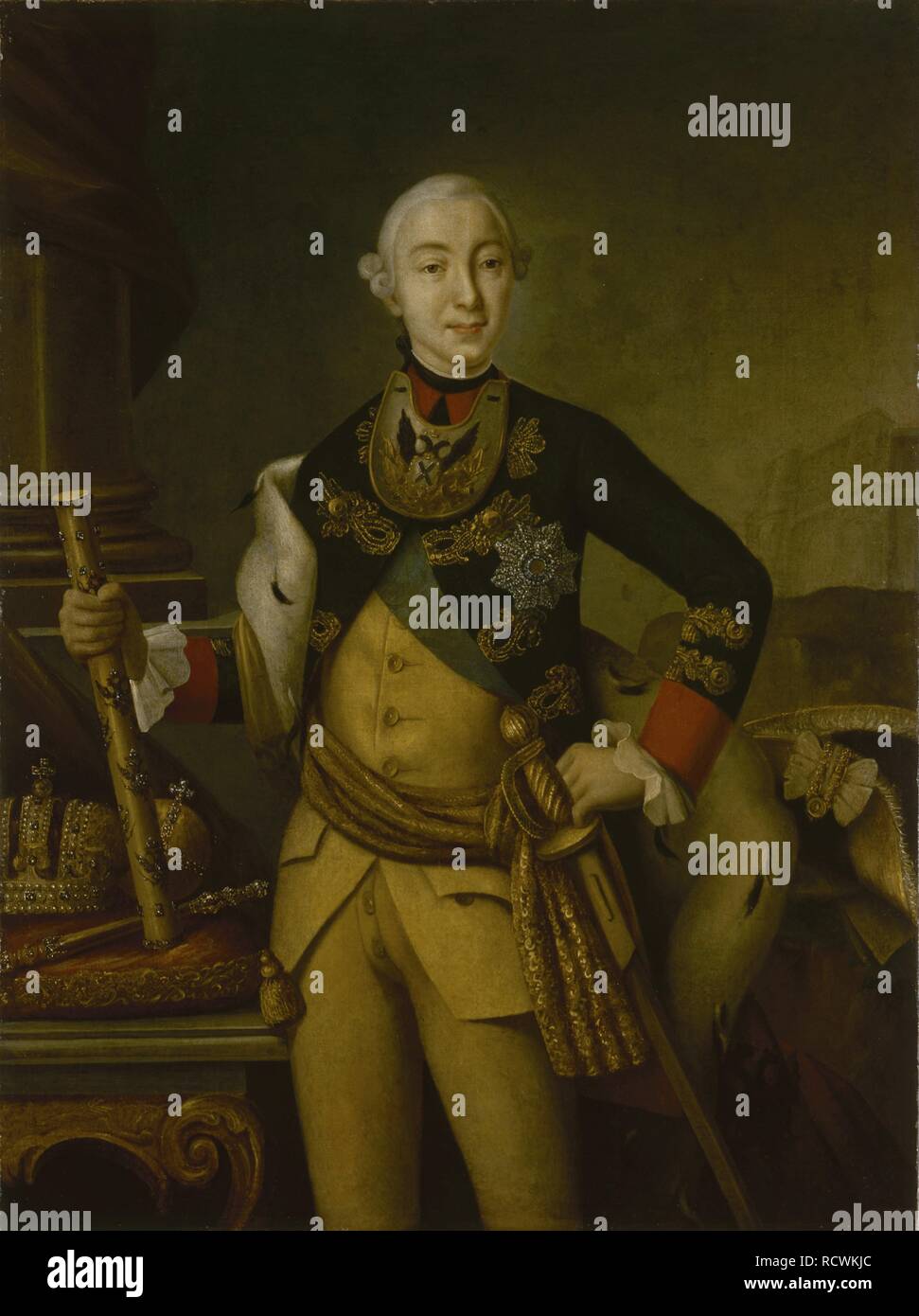 Porträt des Zaren Peter III. von Russland (1728-1762). Museum: Staatliche Eremitage, St. Petersburg. Autor: Pfandzelt, Lucas Conrad. Stockfoto