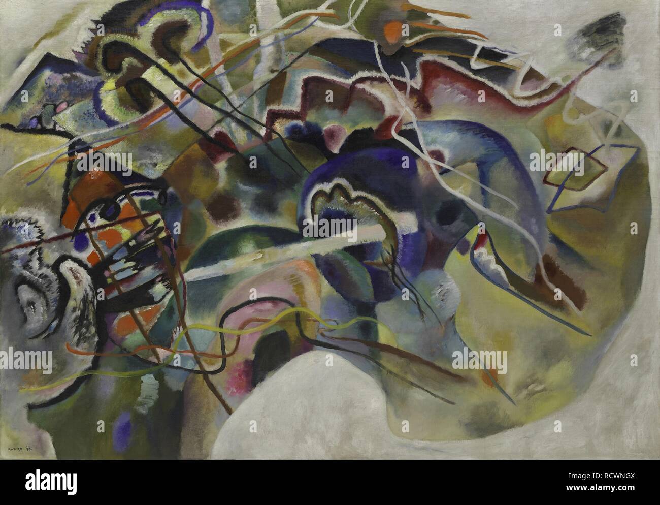 Malen mit weißen Rand. Museum: Solomon R. Guggenheim Foundation, New York. Autor: Kandinsky, Wassily Wassiljewitsch. Stockfoto