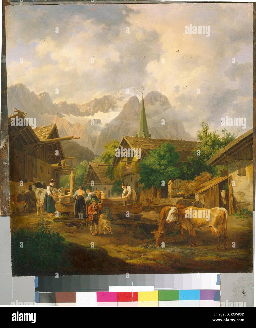 Morgen in Partenkirchen. Museum: Staatliche Eremitage, St. Petersburg. Autor: HESS, PETER VON. Stockfoto