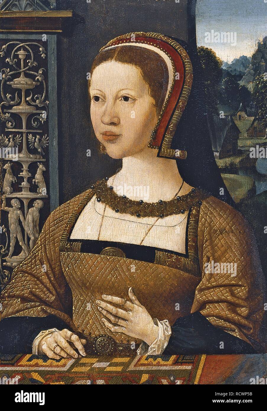 Portrait von Isabella von Österreich, Königin von Dänemark. Museum: Museo Thyssen-Bornemisza Sammlungen. Autor: CORNELISZ VAN OOSTSANEN, Jacob. Stockfoto