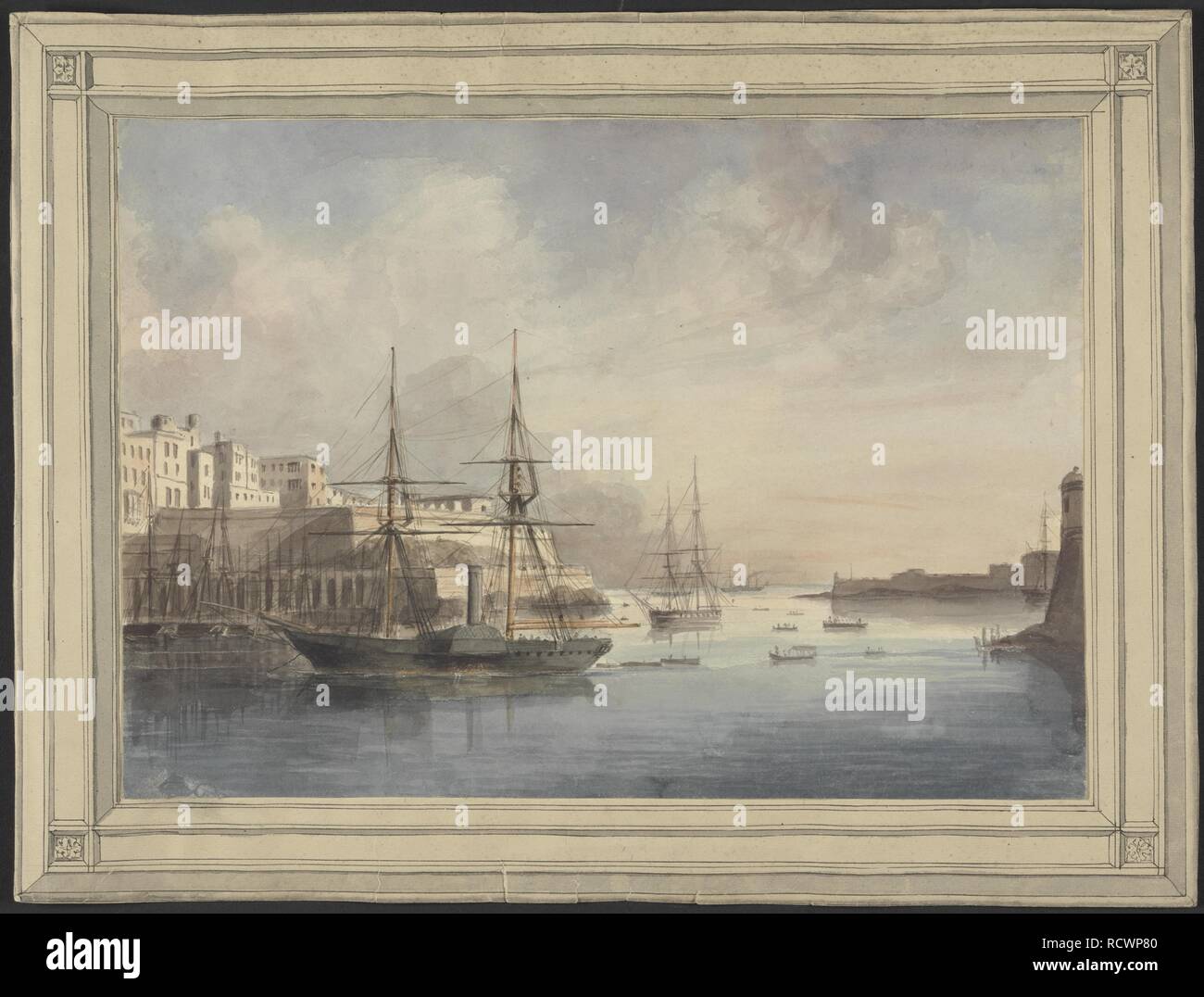Blick auf Malta. Museum: Yale University. Autor: Dyce, Charles Andrew. Stockfoto