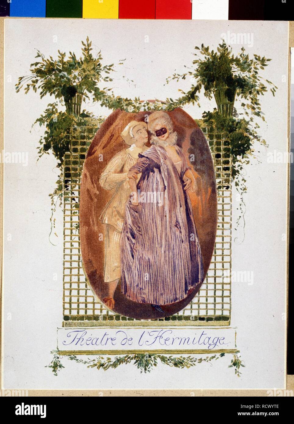 Abdeckung eines Programms der Ermitage Theater. Museum: Staatliche Tretjakow-Galerie, Moskau. Autor: Bakst, Leon. Stockfoto