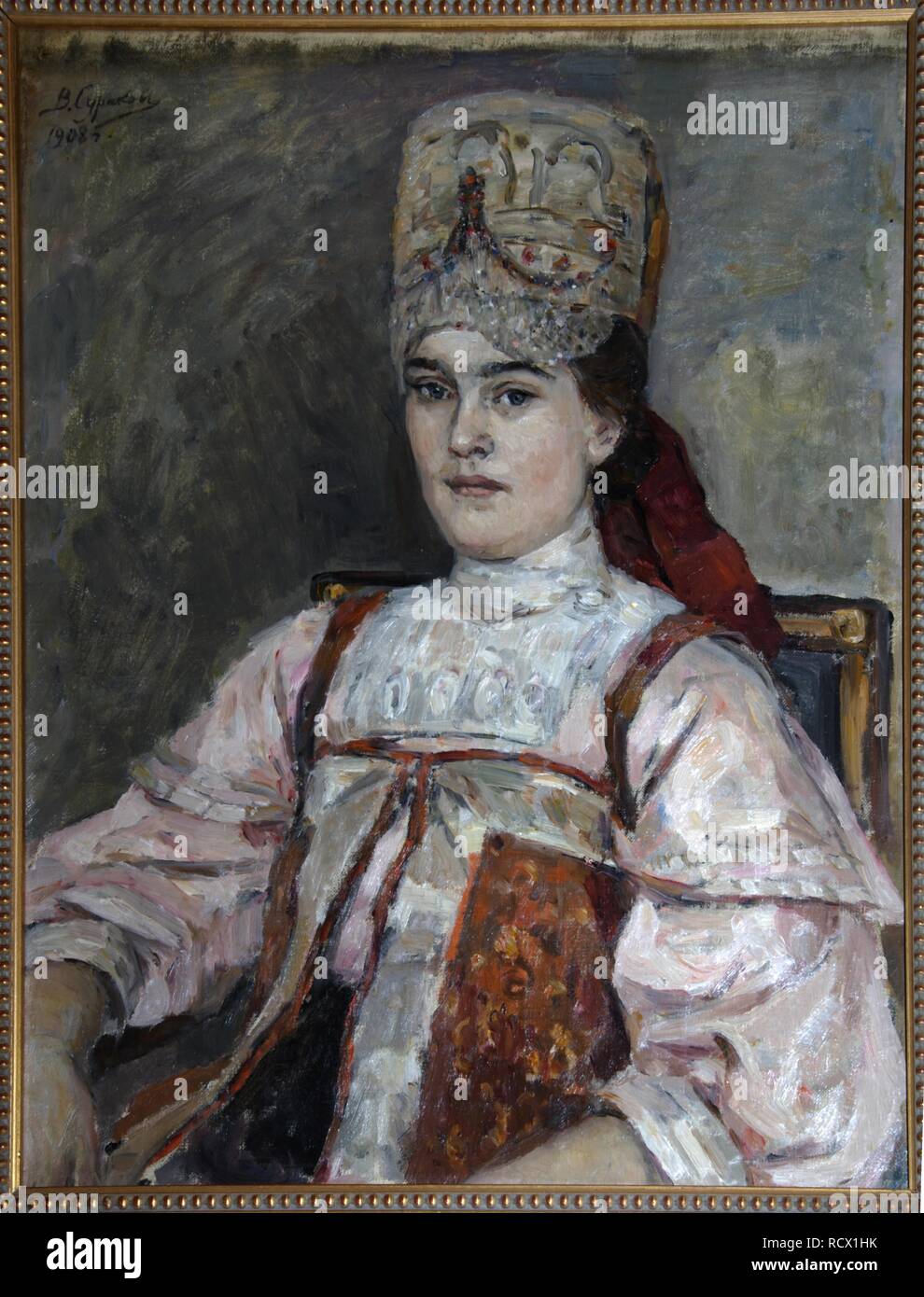 Portrait von Natalia Fyodorovna Matveyeva. Museum: private Sammlung. Autor: Surikow, Vasili Ivanovich. Stockfoto