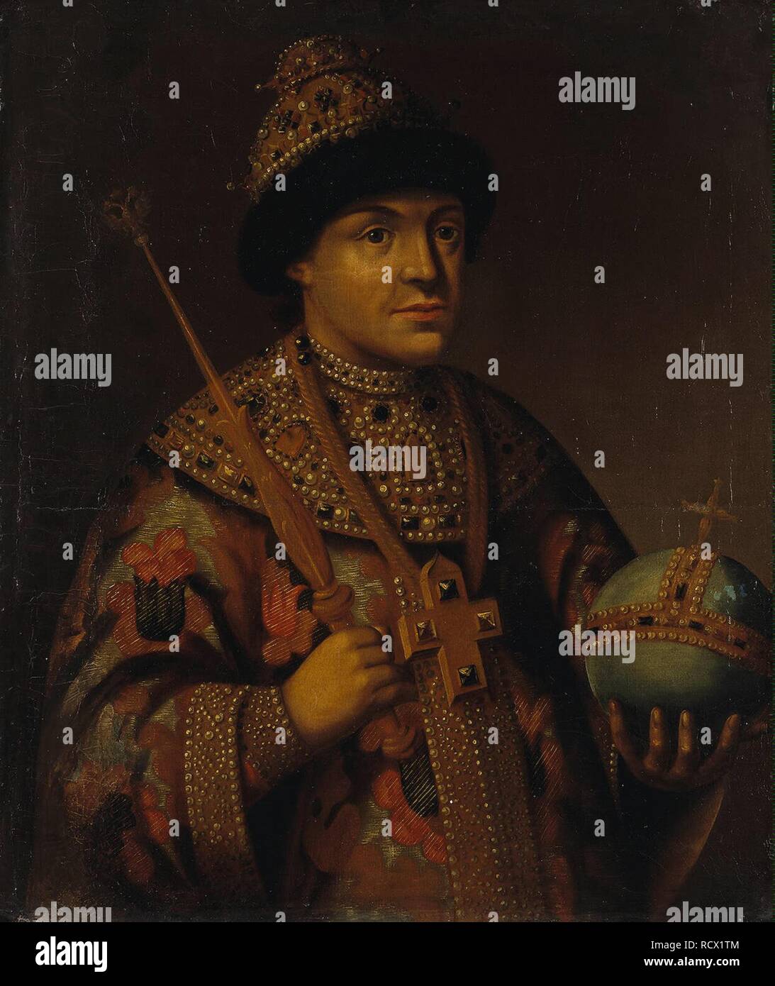 Portrait des Zaren Feodor (Theodore) III Alexeevich von Russland (1661-1682). Museum: Staatliche Eremitage, St. Petersburg. Autor: anonym. Stockfoto