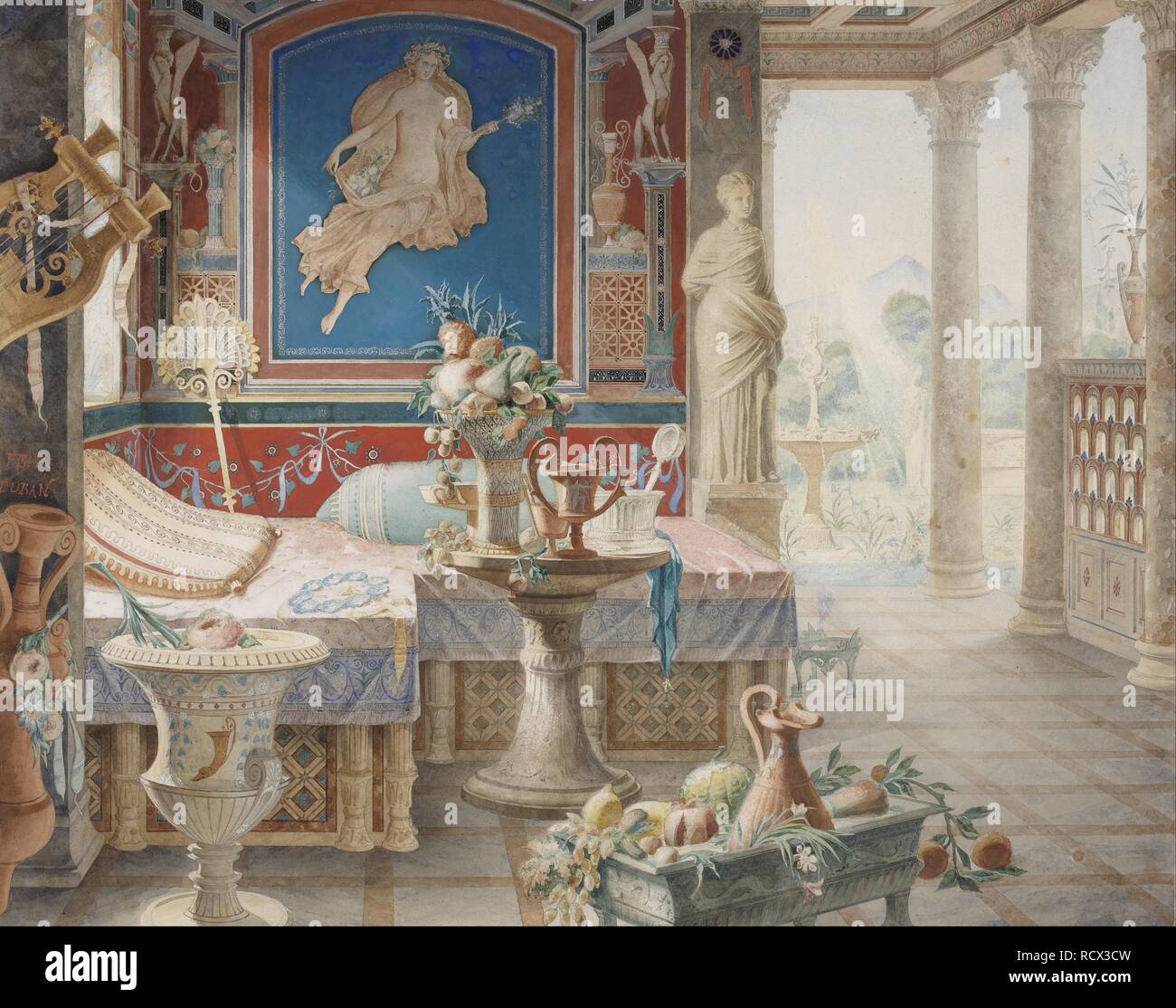 Architektonische Phantasie im Stil von Pompeji. Museum: Musée d'Orsay, Paris. Autor: Duban, Félix. Stockfoto