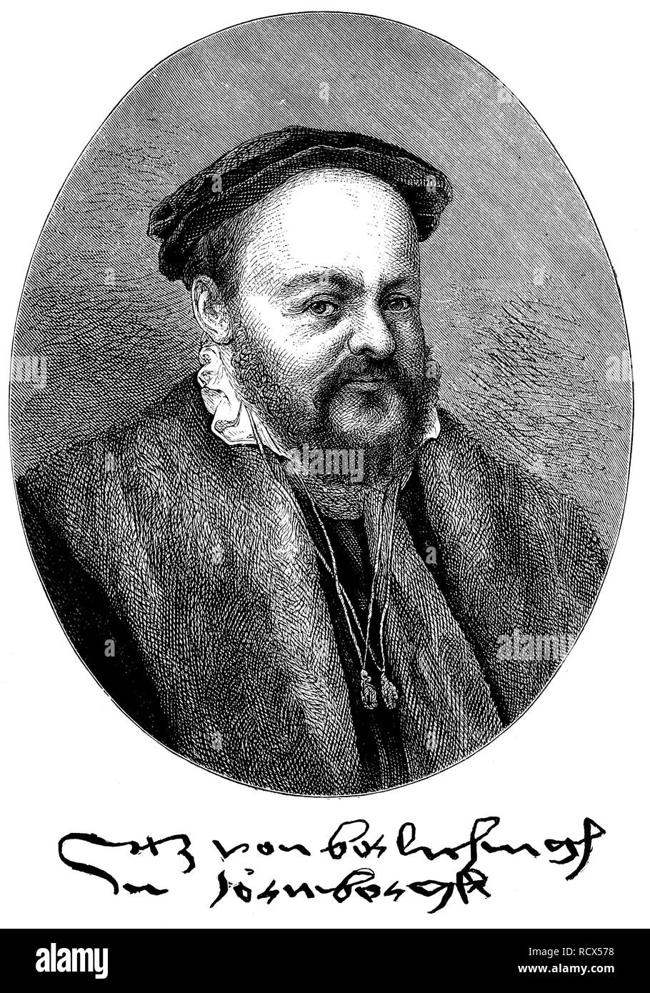 Gottfried "Götz von Berlichingen zu Hornberg, Holzschnitt, Kupferstich, 1882 Stockfoto