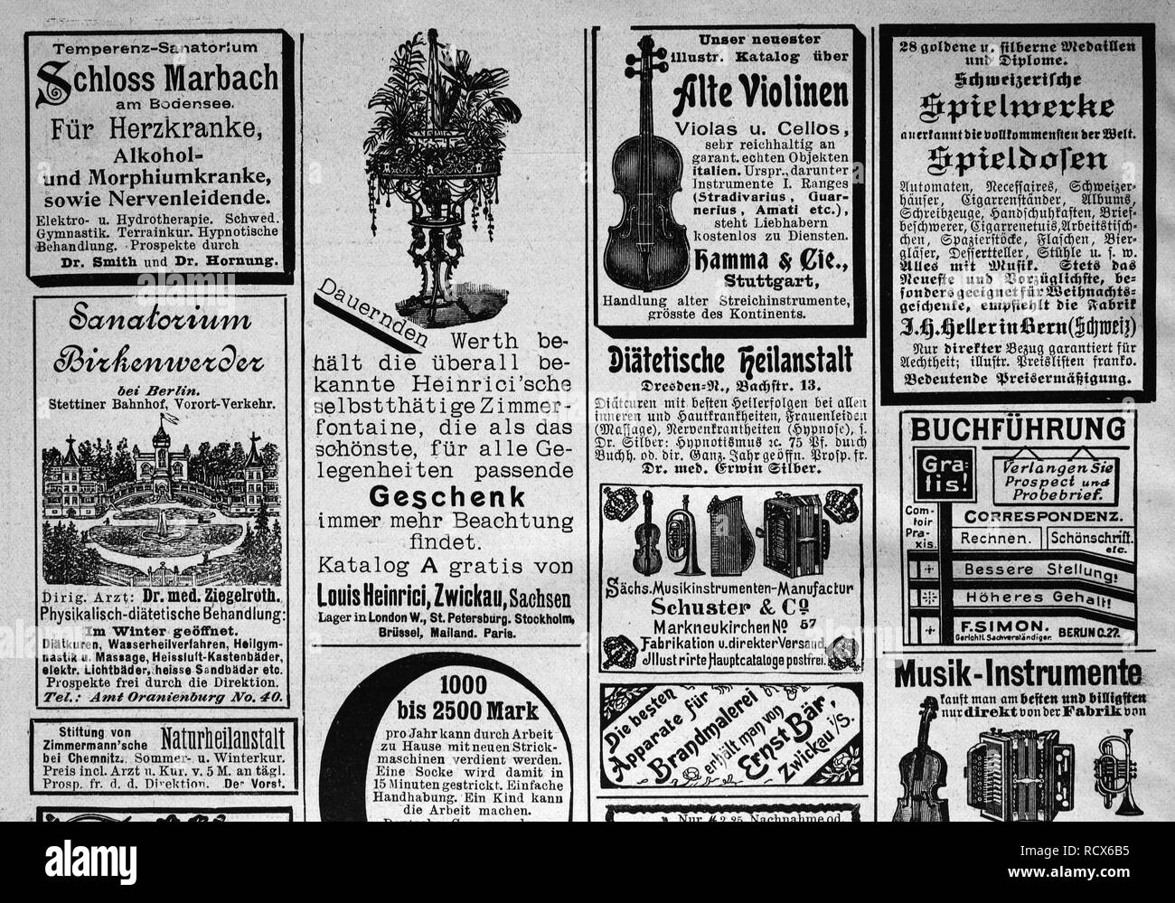 Werbung In Der Zeitschrift Gartenlaube Im Jahre 1890 Veroffentlicht Stockfotografie Alamy