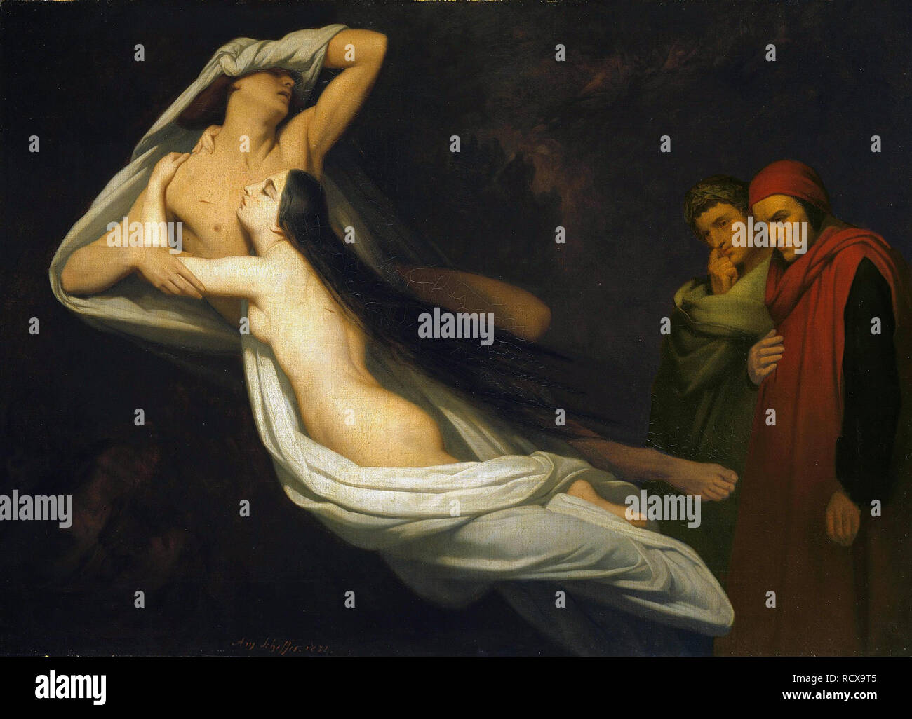 Paolo und Francesca. Museum: Kunsthalle, Hamburg. Autor: Scheffer, Ary. Stockfoto