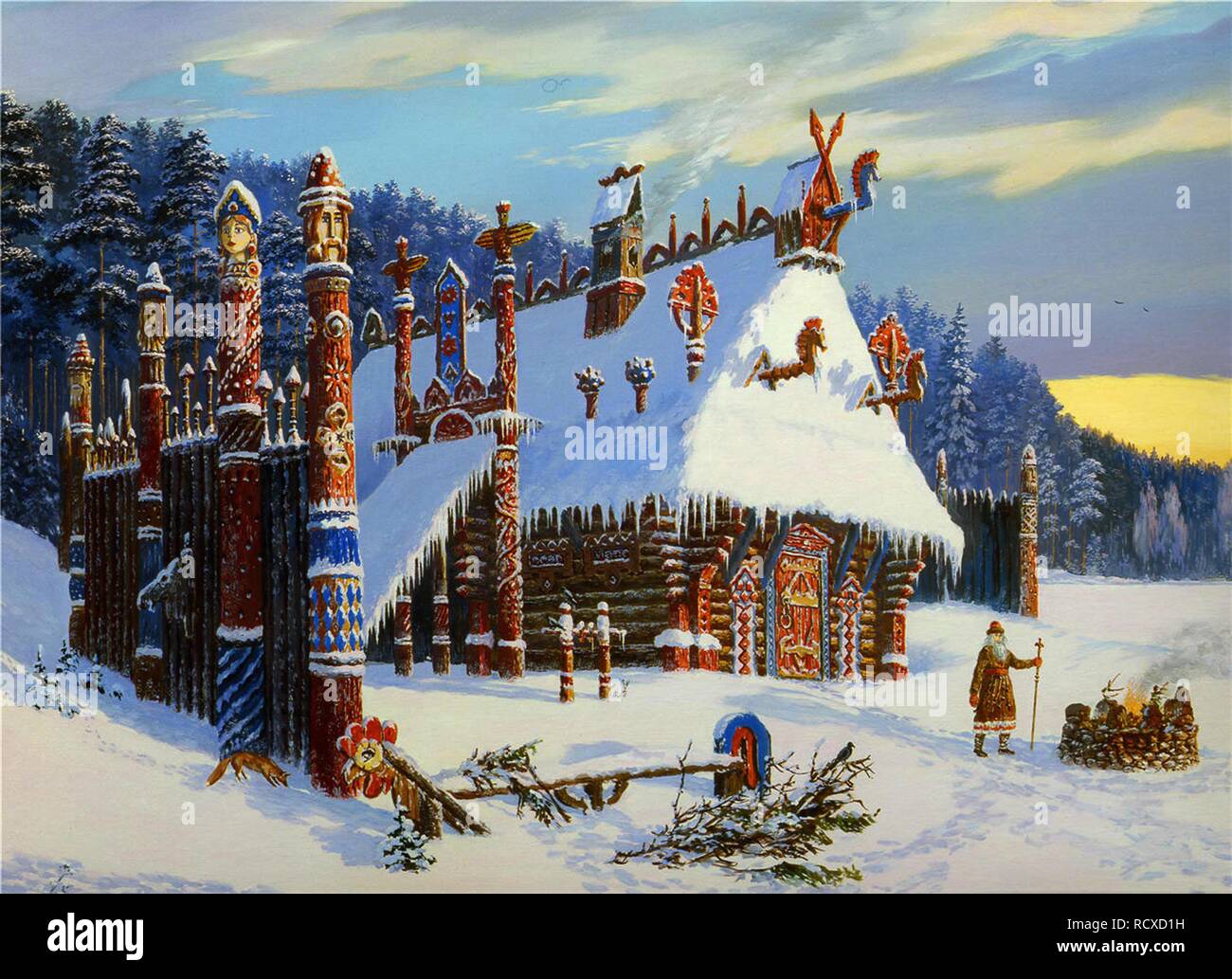 Der Tempel von Znicz, Gott der Winter. Museum: private Sammlung. Autor: Iwanow, Wsewolod Borisovich. Stockfoto