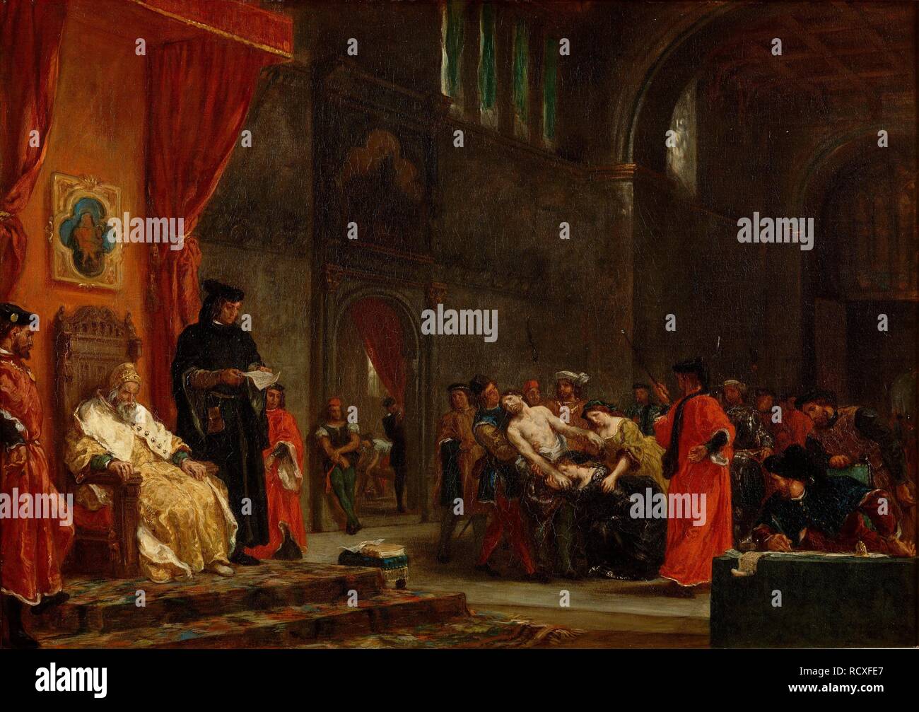 Die beiden Foscari. Museum: Musée Condé, Chantilly. Autor: DELACROIX, Eugene. Stockfoto