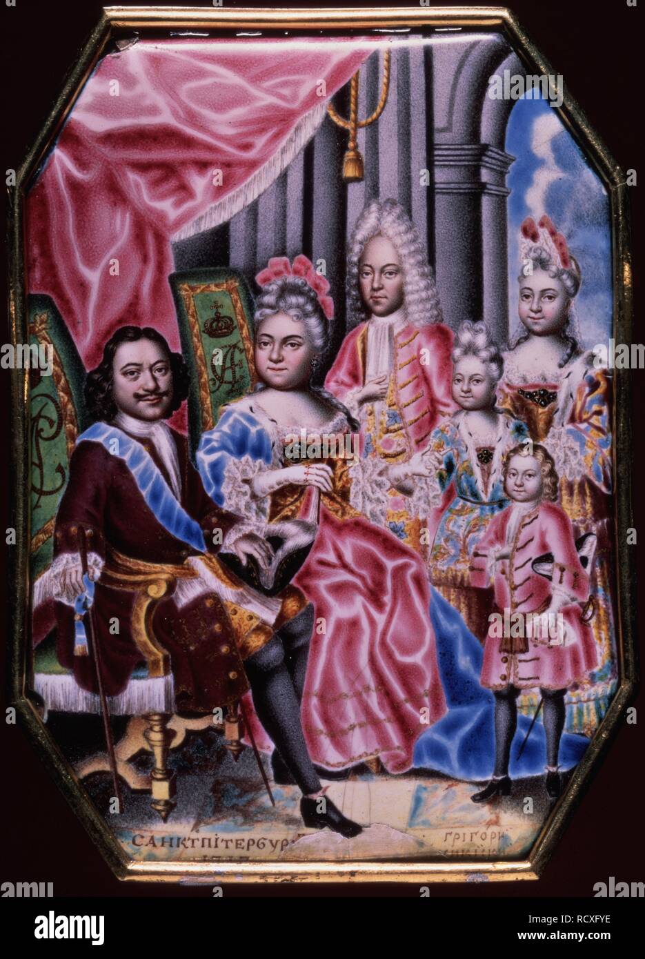 Familie Kaiser Peter I. Museum: Staatliche Eremitage, St. Petersburg. Autor: Musikiysky, Grigori Semyonovich. Stockfoto