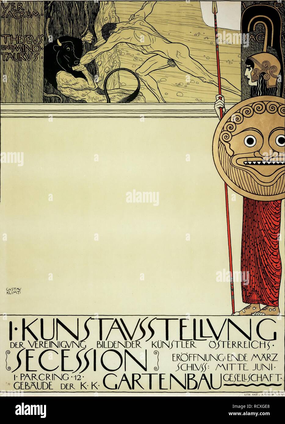 Plakat für die erste Ausstellung der Secession künstlerischen Bewegung. Museum: private Sammlung. Autor: Klimt, Gustav. Stockfoto