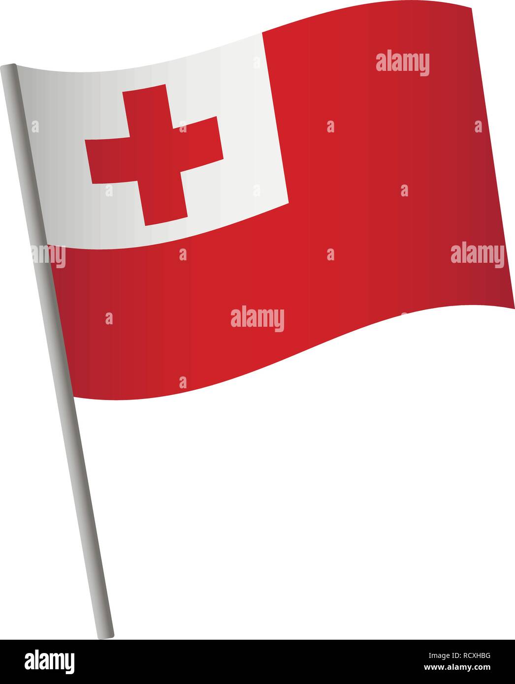 Tonga Flagge Symbol. Nationalflagge von Tonga auf einer Stange Vector Illustration. Stock Vektor