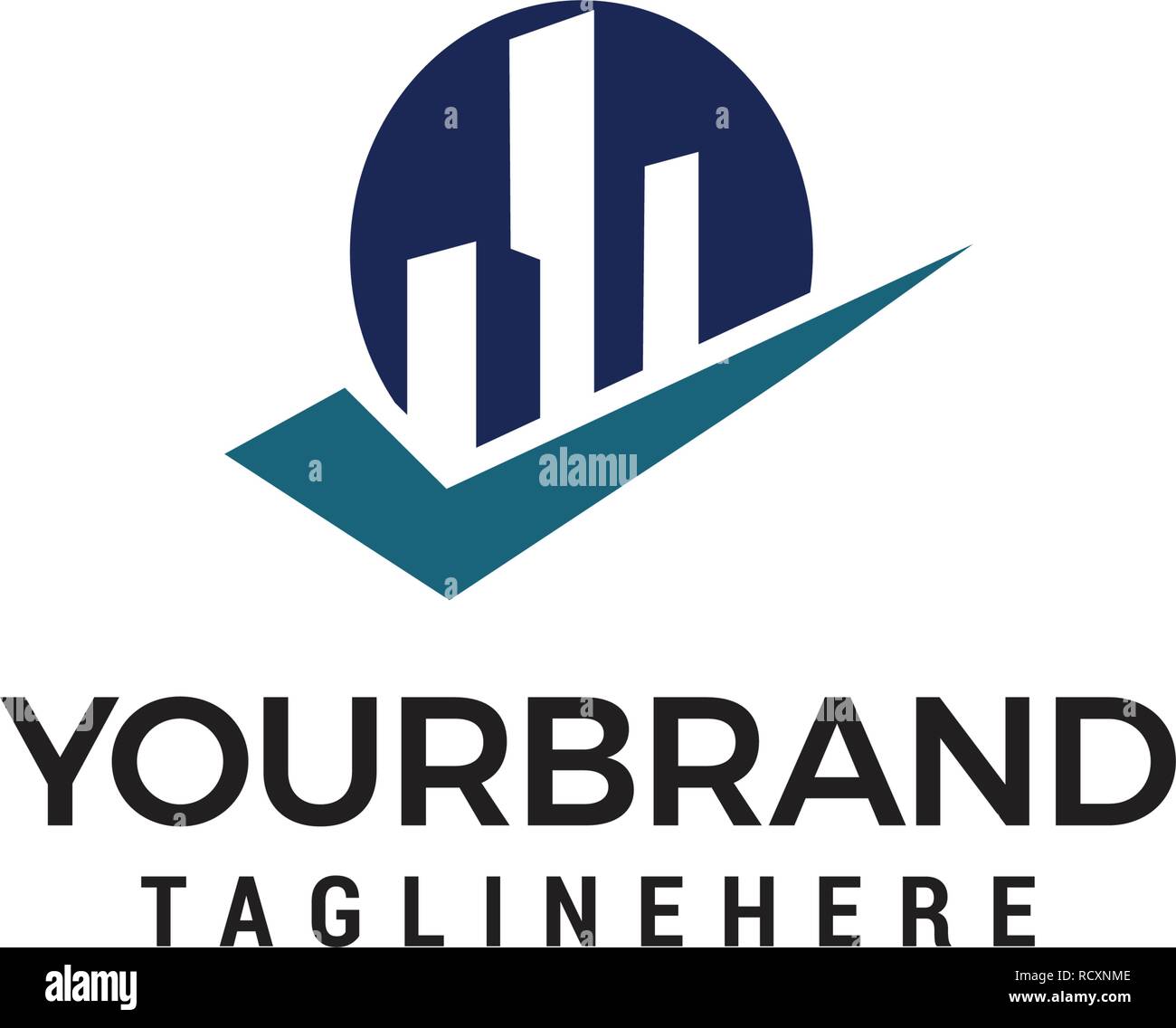 Gebäude Häkchen Logo Template Design Stock Vektor