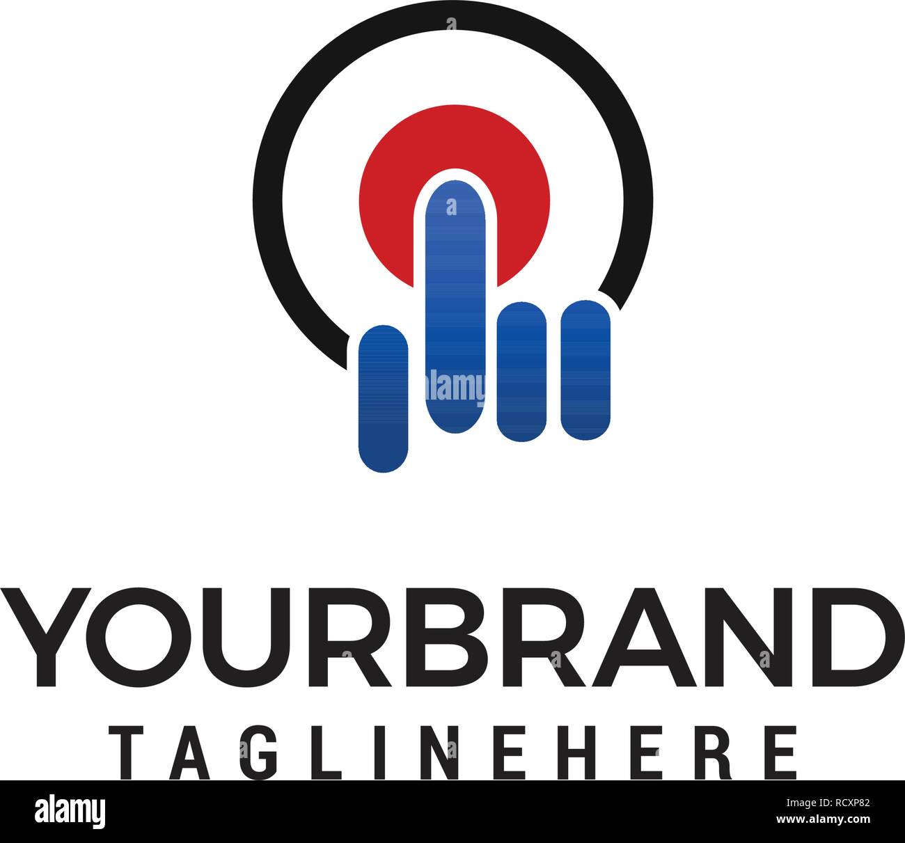 Drücken Sie die rote Ein-/Austaste Logo Template Design Vector. Stock Vektor