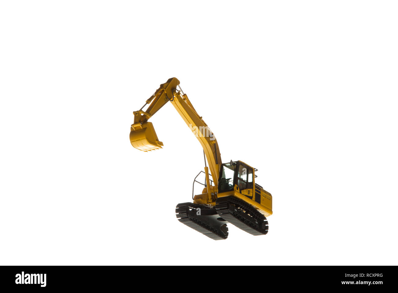 Bagger Baumaschinen auf weißem Hintergrund Stockfoto