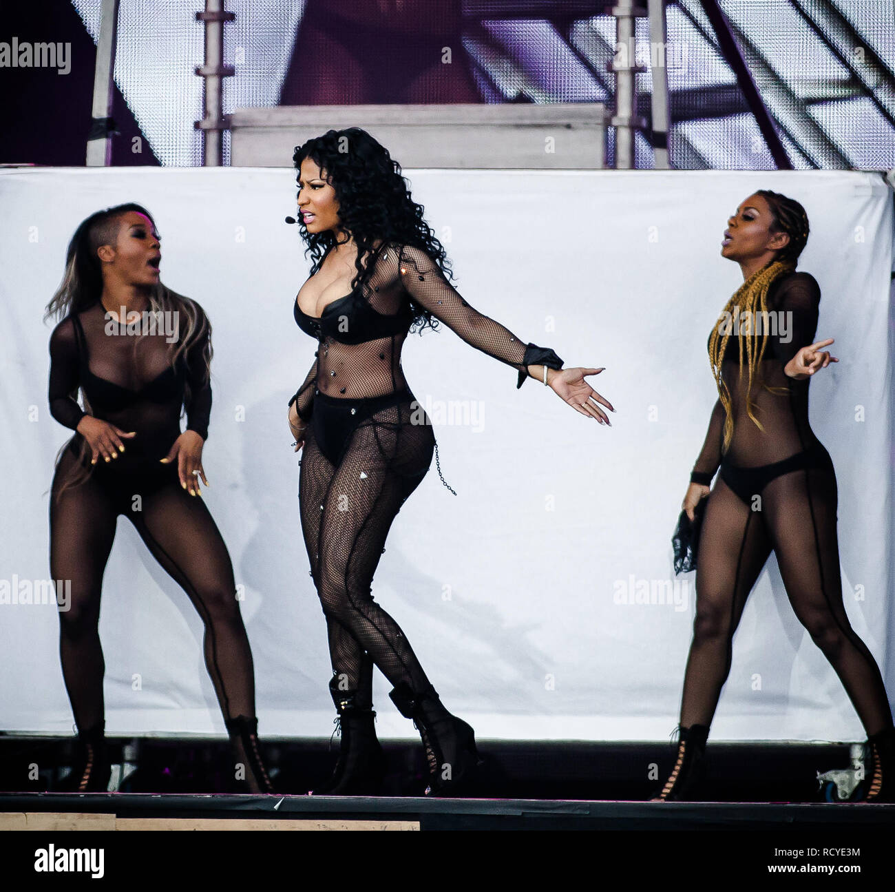 Nicki Minaj, die Trinidad und Tobago Rapper und Lyriker, führt ein Live Konzert in der Dänischen festival Roskilde Festival 2015. Dänemark, 04/07 2015. Mit Ausnahme von Dänemark. Stockfoto