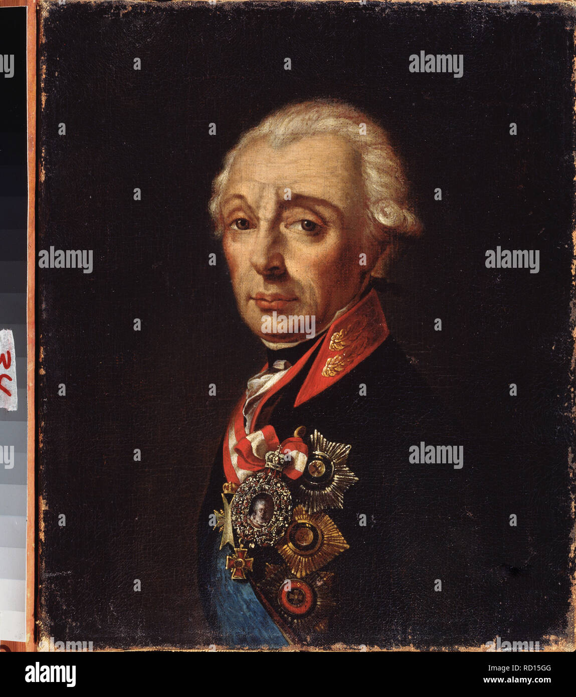Portrait von Feldmarschall Generalissimus Fürst Alexander Suworow (1729-1800). Museum: Ostasiatische Kunst Museum, Chabarowsk. Thema: russische Meister. Stockfoto