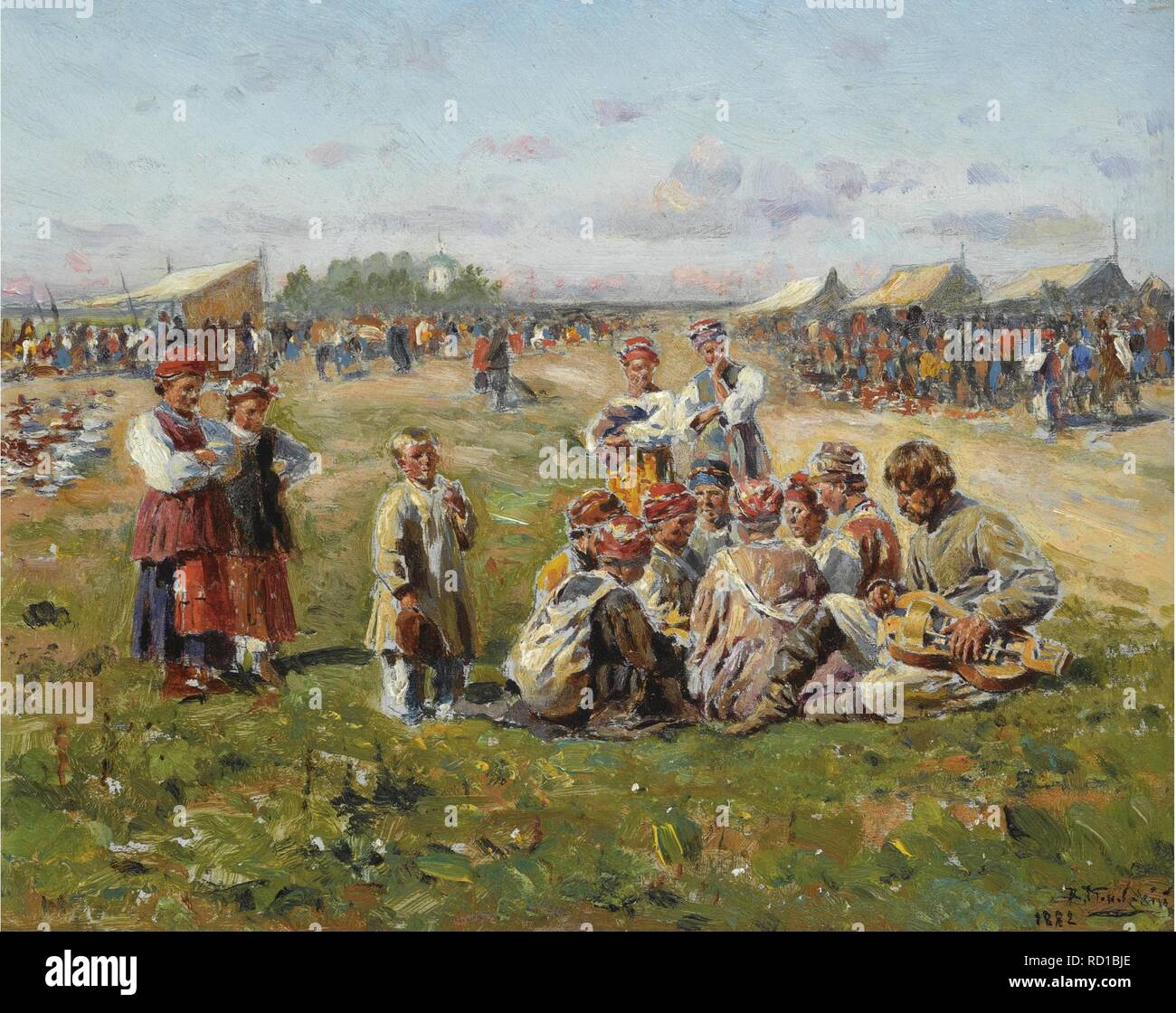 Das Dorf Messe. Museum: private Sammlung. Autor: Makovsky, Vladimir Yegorovich. Stockfoto