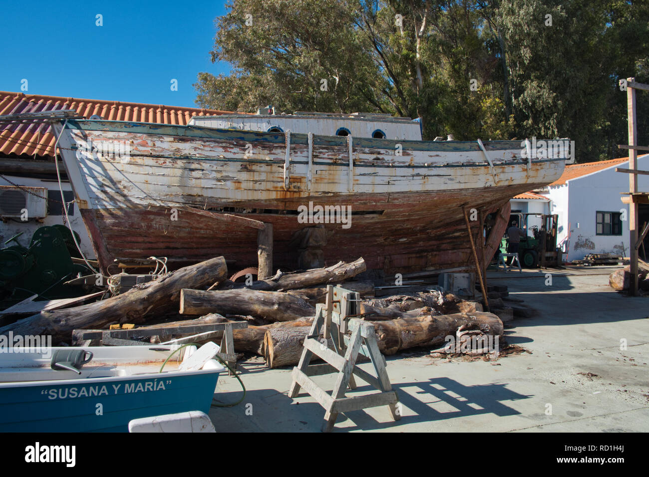 Ruiniert. Astilleros Nereo. Málaga, Spanien. Stockfoto