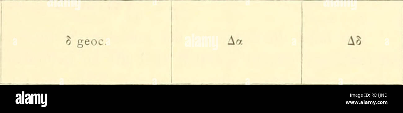 . Denkschriften der Kaiserlichen Akademie, Christian, Mathematisch-Naturwissenschaftliche Classe. Bahnbestimmung des Kometen 1889 IV. 321 Astr. Nachr. Bd. 1, Bl. 122, S. 349 und Bd. 1, Bl. 123, S. 409. Eine Parallaxe geoc.. Ich 5 20 1-24 I-24 085 0 - S5 082 o - 76o - 70 105 105 o-gi ICH 00 0-45 045 033 4-65 12'' 45" 2 S? 83 5-52 12 58 1 O 15 5-52 12 58 i-35 3-95&gt; 3 31 52-75 3-92 13 31 52-57 7 33 13 41 8 00 57-80 13 51 24 - 48 800 - 3 51 24-39 9 10 13 5 50-28 "G-10" 3 51 50-09 9 82 14 8 57-41 lo'10 14 9 5-55 1034' 5 26 20-31 1034 - 5 26 25-33 ICH 0'40 15 30 4-07 32° 37' 22-69 29 50 1-62 0-82 29 50 21 24 Stockfoto