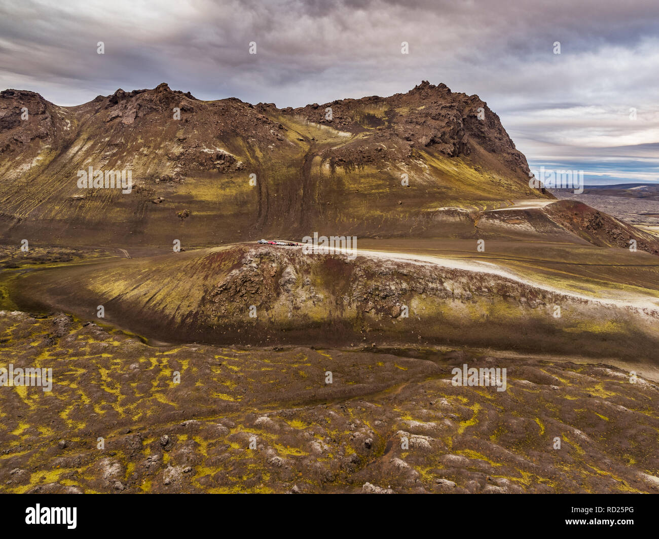 Mt. Hekla lava Felder, Mt. Krakatindur, Island Stockfoto