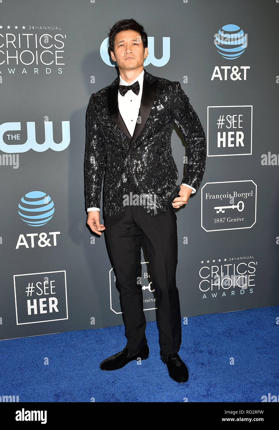 SANTA MONICA, CA - 13. Januar: Harry Shum Jr. kommt an der Der 24. jährliche Critics' Choice Awards besucht die 24. jährliche Critics' Choice Awards auf Stockfoto