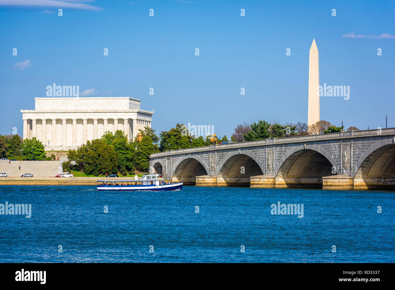 Washington DC, USA Skyline auf dem Potomac River. Stockfoto