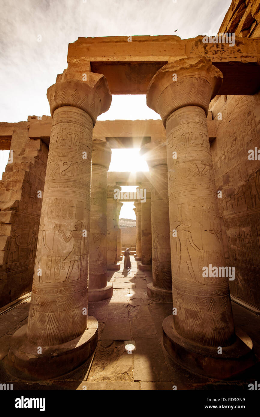 Tempel von Kom Ombo zu Gott Sobek auf dem Nil in der Nähe von Assuan und Luxor gewidmet Stockfoto