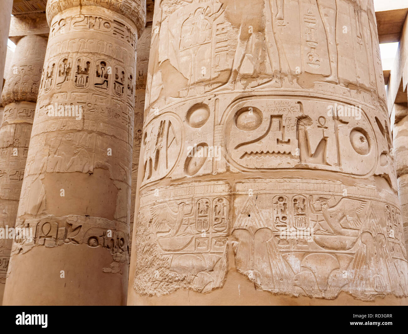 Karnak Spalte Details aus der alten ägyptischen Zivilisation Stockfoto