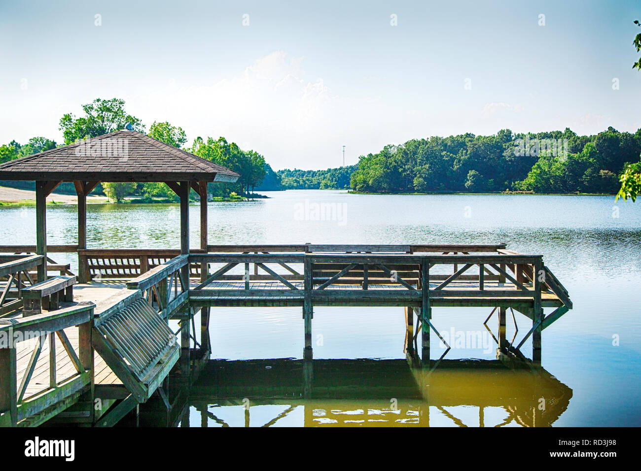 Hölzerne Seebrücke und Pagode, Shreveport, Louisiana, USA Stockfoto