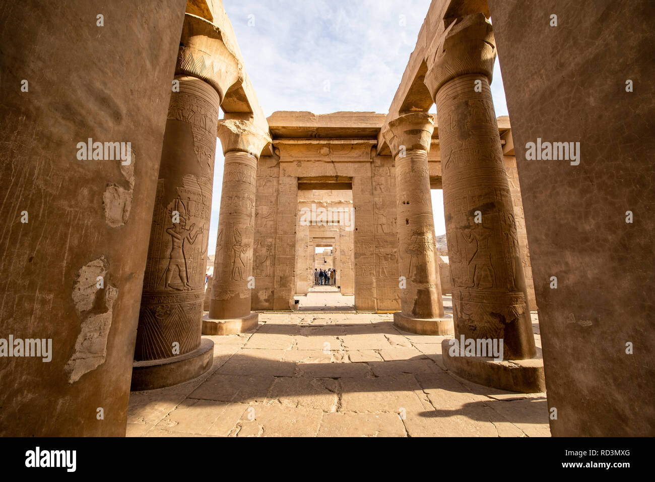Die äußeren Spalten von Kom Ombo Tempel in Assuan während der ptolemäischen Dynastie gebaut Stockfoto