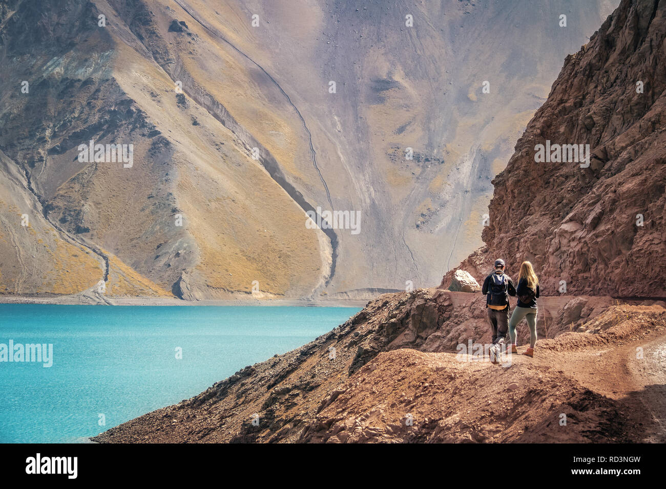 Quebrada El Jao Damm am Cajon del Maipo, Chile Stockfoto