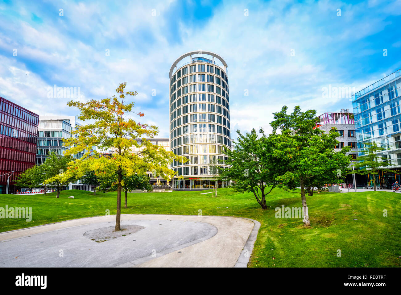 Sandy Gate Park und International Coffee Plaza in der Hafenstadt Hamburg, Deutschland, Europa, Sandtorpark und International Coffee Plaza in der Ha Stockfoto