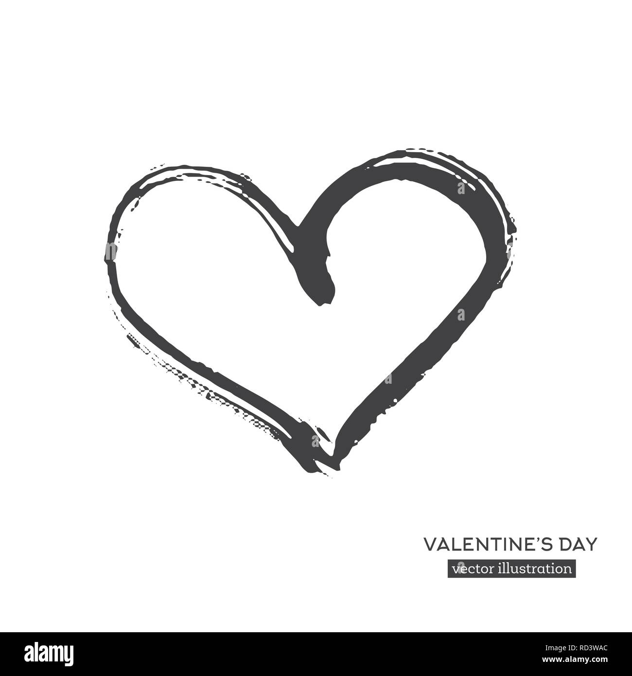 Handgezeichnete Kalligraphie Herz Isolated on White Background. Vektor-Illustration. Stock Vektor