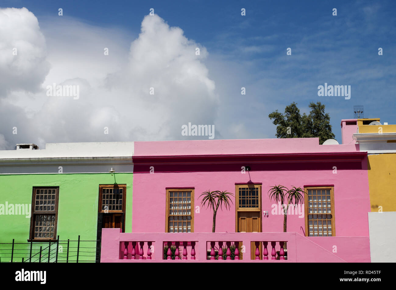 Farbenfrohe Bo-Kaap (Malay Quarter) Nachbarschaft in Kapstadt, Südafrika Stockfoto