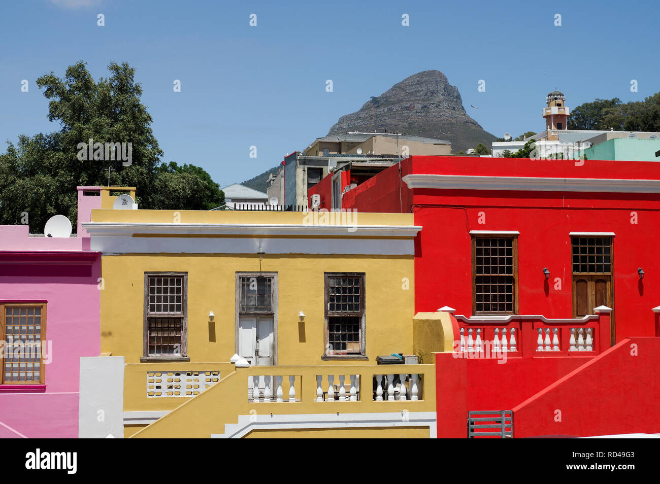 Farbenfrohe Bo-Kaap (Malay Quarter) Nachbarschaft in Kapstadt, Südafrika Stockfoto
