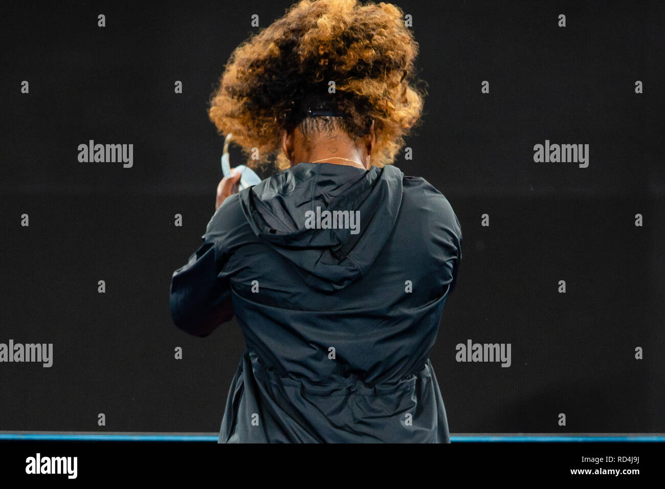 Melbourne, Australien. 17 Jan, 2019. Serena Williams aus den USA bereitet sich auf Ihre 2. Runde der Australian Open 2019 Grand Slam Tennis Turnier in Melbourne, Australien. Frank Molter/Alamy leben Nachrichten Stockfoto