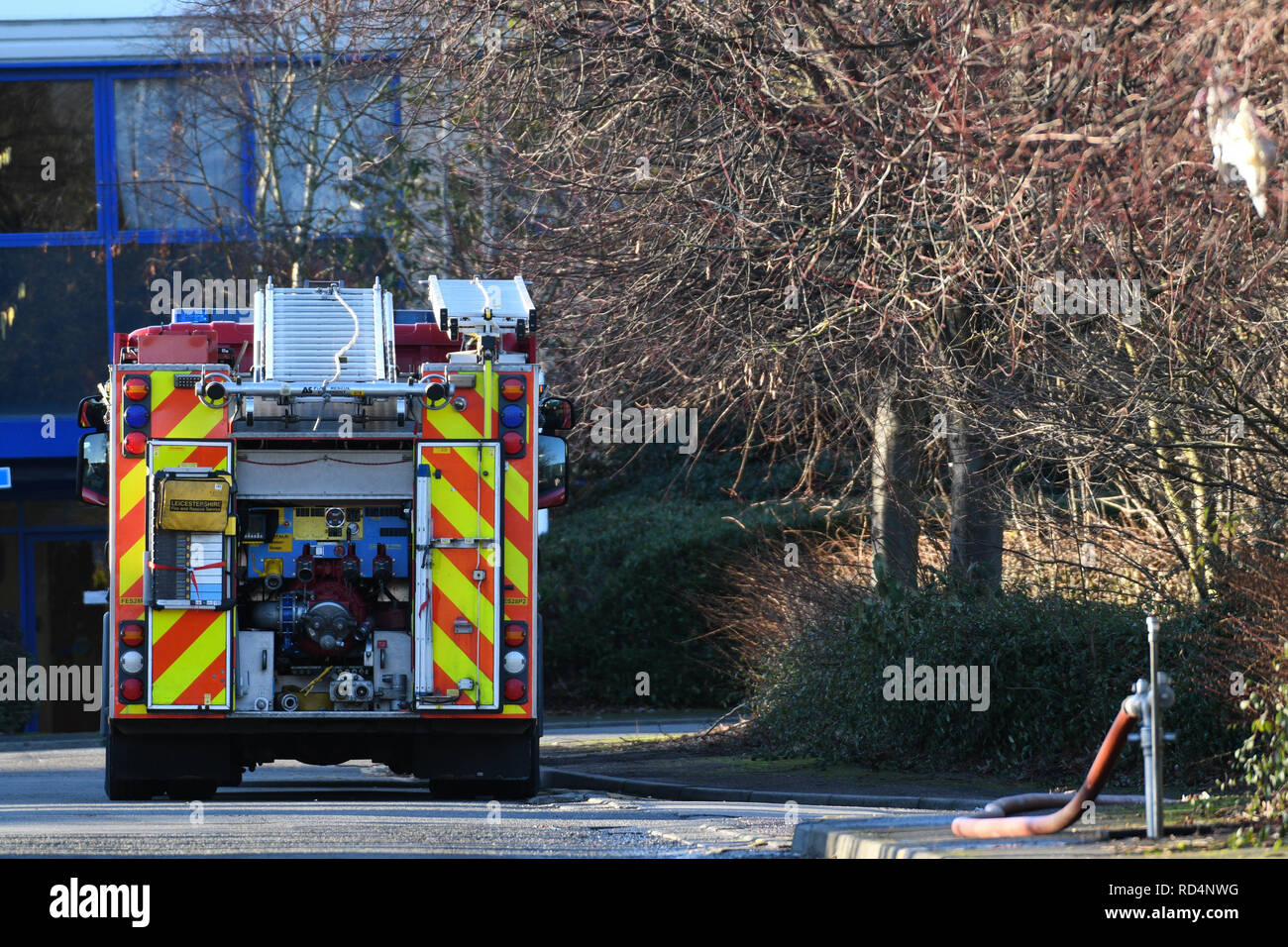 Loughborough, Leicestershire, UK. 17. Jan 2019. Brand an Jayplas Kunststoff Recycling Factory auf Baumwolle, loughborough Credit: mark Severn/Alamy leben Nachrichten Stockfoto