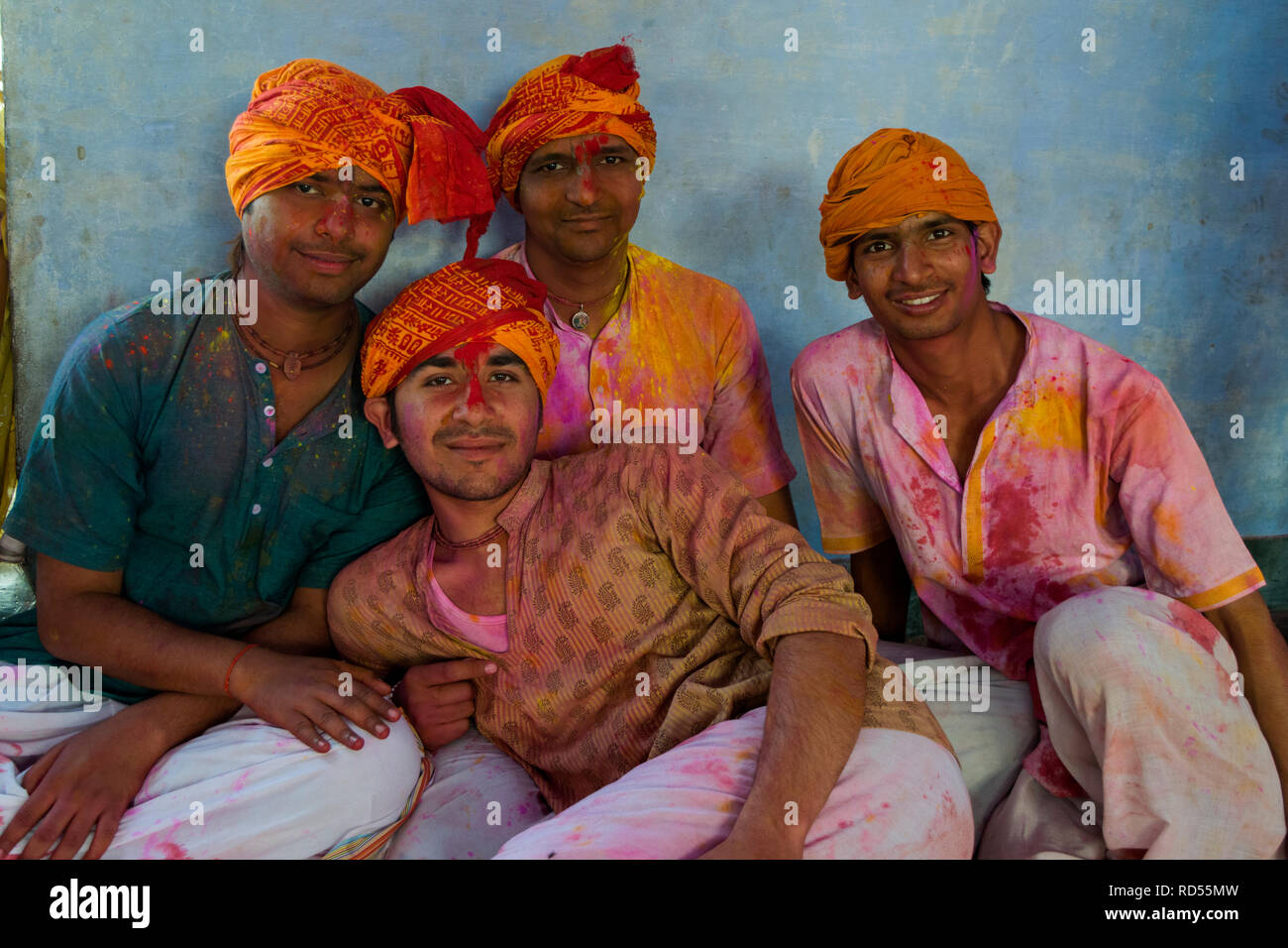 Holi ist ein Festival der Farben für die Hindus in Indien. Stockfoto