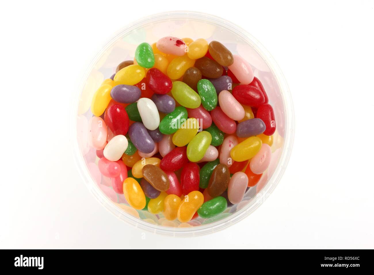 Differenty farbige Jelly Beans in einer klaren Schale Stockfoto