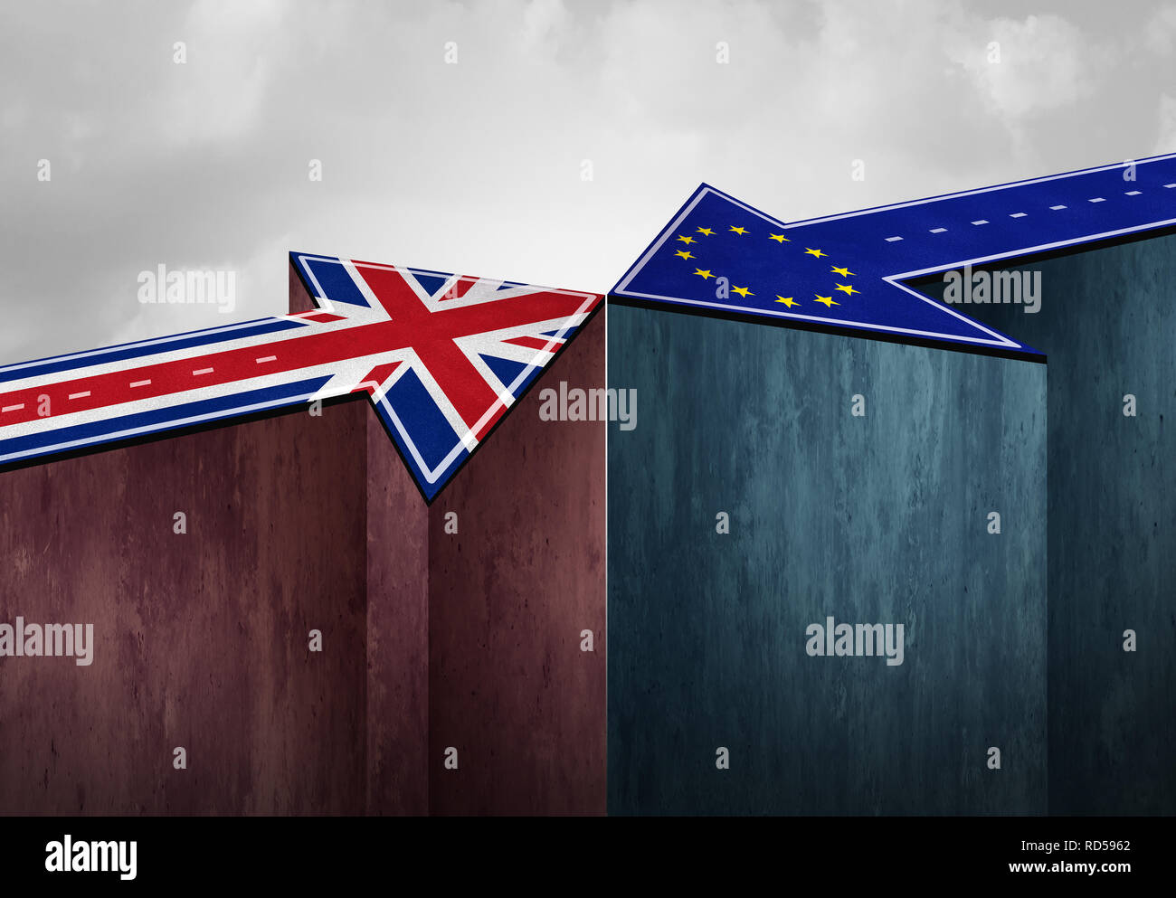 Großbritannien brexit Herausforderung oder Britischen beenden Problem als britische politische Krise mit der Europäischen Union Abkommen als eine vernichtende Niederlage von einem Europa beschäftigen. Stockfoto